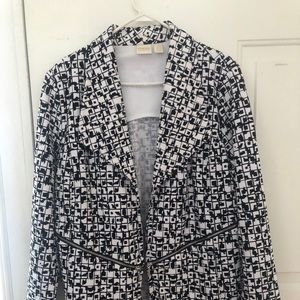 Chico’s black and white duster length jacket
